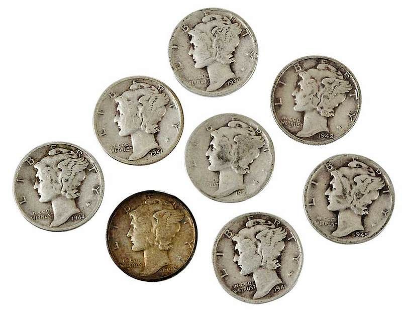 Appraisal: Older Silver Dimes mostly Mercury with some older types fine