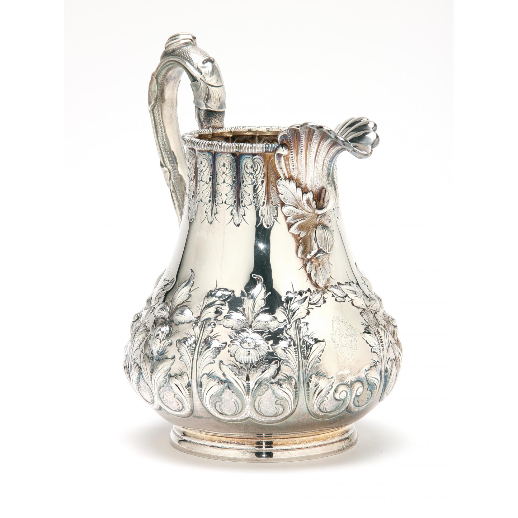 Appraisal: Grosjean Woodward Coin Silver Pitcher for Tiffany Co circa pear