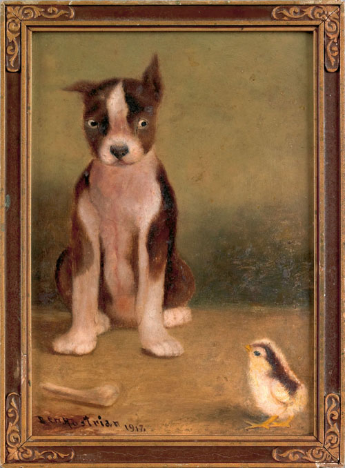 Appraisal: Ben Austrian American - oil on paper of a dog