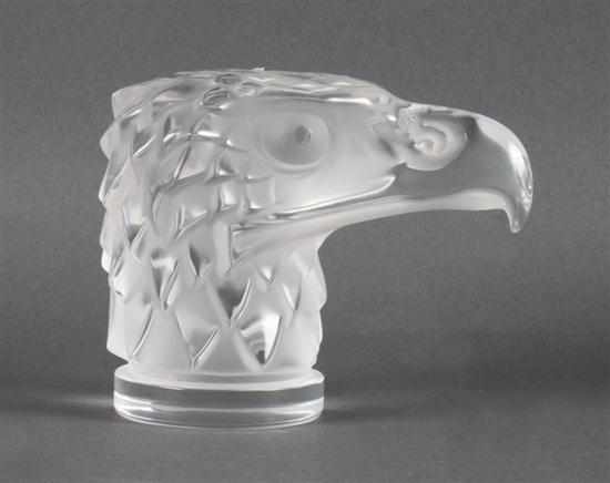 Appraisal: Lalique partially frosted glass eagle head etch marked ''Lalique France