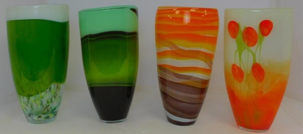 Appraisal: FOUR LARGE ITALIAN ART GLASS VASES PROBABLYMurano All signed by