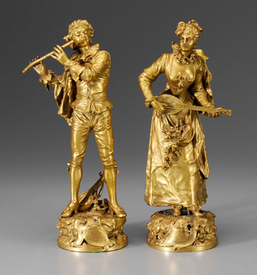 Appraisal: Pair Gaudez Bronzes Adrien Eti nne Gaudez French - Pastorale