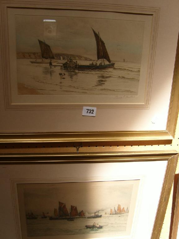 Appraisal: A pair of early th century coloured etchings by Henry