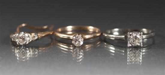 Appraisal: Three gold and diamond ladies rings grams Estimate - two