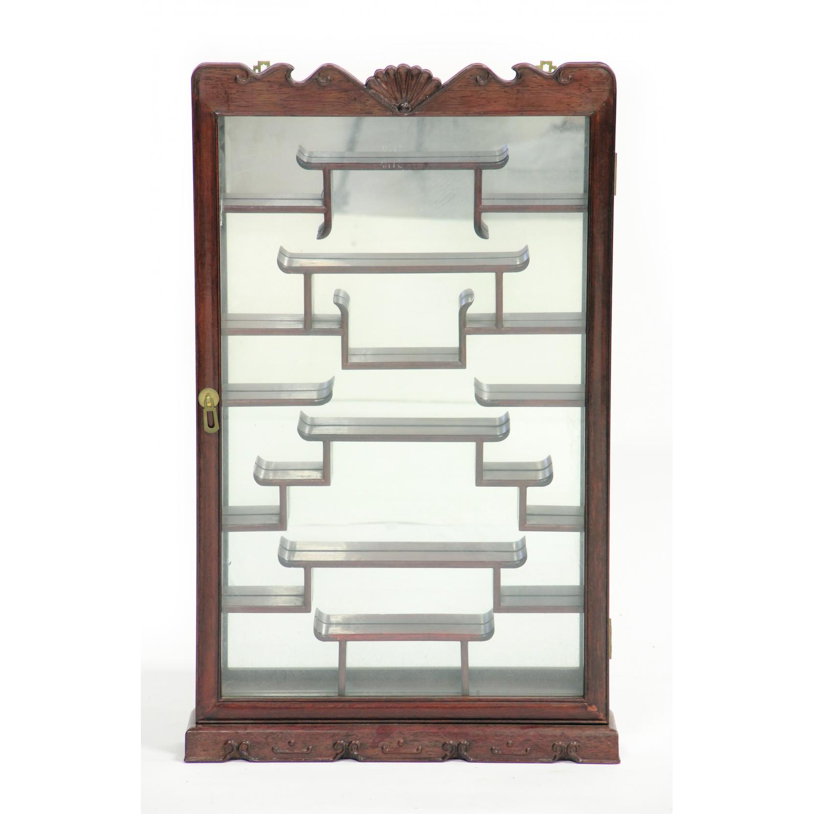 Appraisal: Chinese Snuff Bottle Display Case late th century carved hardwood