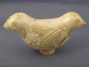 Appraisal: A Chinese white jade cane handle carved as two conjoined