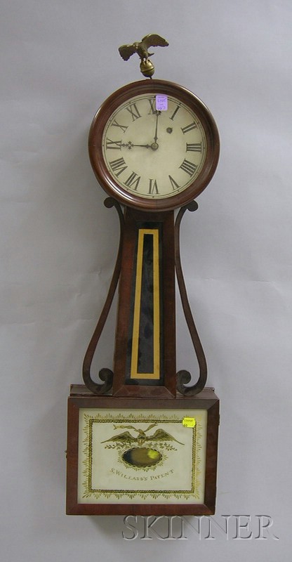 Appraisal: Mahogany Patent Timepiece or Banjo Clock New England mid- th