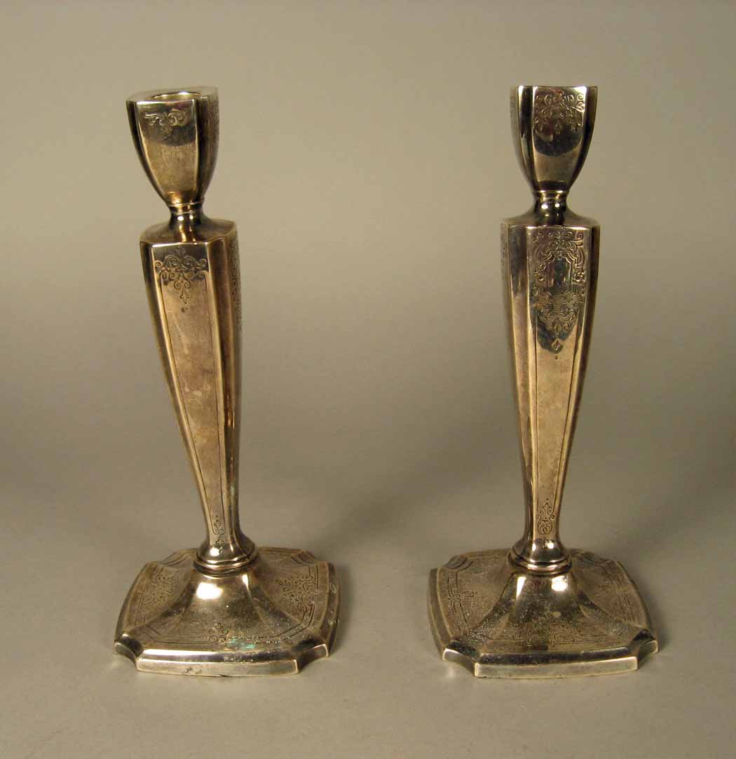 Appraisal: Pair of Reed Barton sterling silver candlesticks th century The