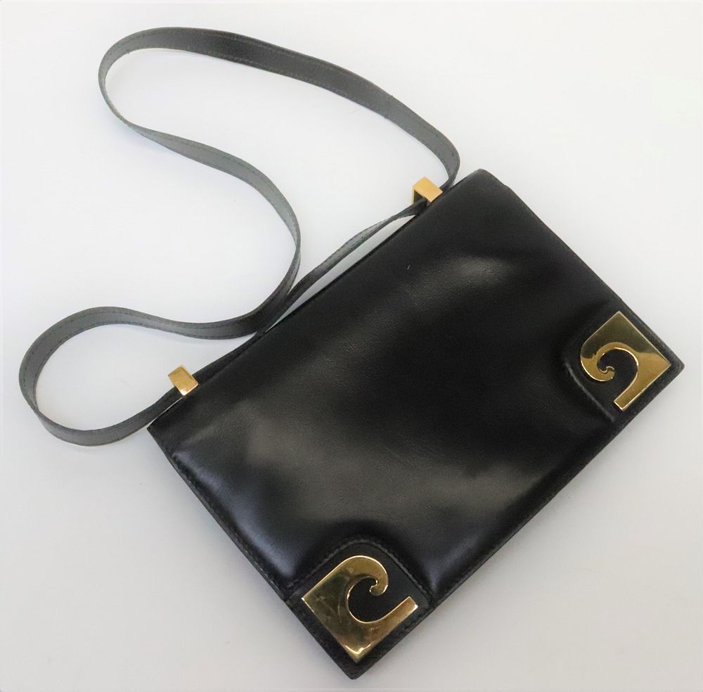 Appraisal: Pierre Cardin Leather Shoulderbag A vintage Pierre Cardin black calf