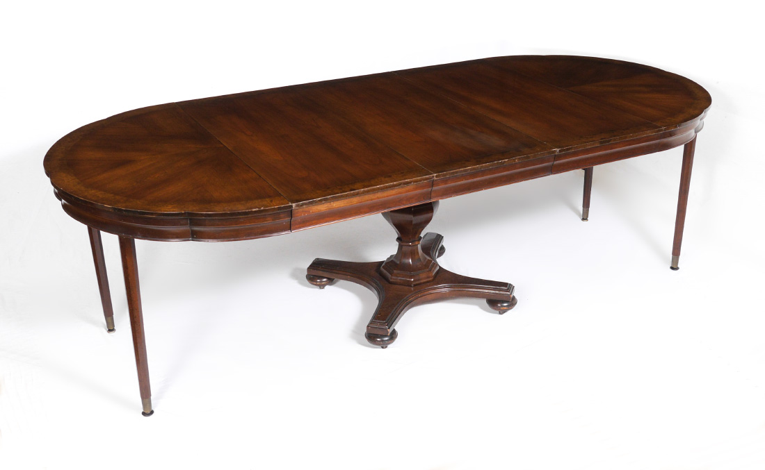 Appraisal: BURL WALNUT TABLE WITH LEAVES Shaped walnut top with burl