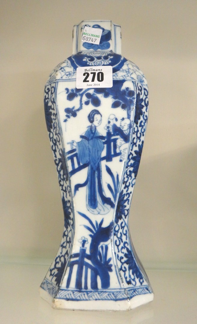 Appraisal: A Chinese blue and white vase Kangxi of hexagonal baluster