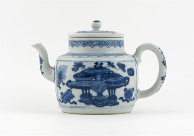 Appraisal: A Chinese blue and white teapot and cover painted with