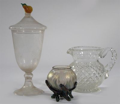 Appraisal: A glass chalice and cover probably Venetian the cover applied