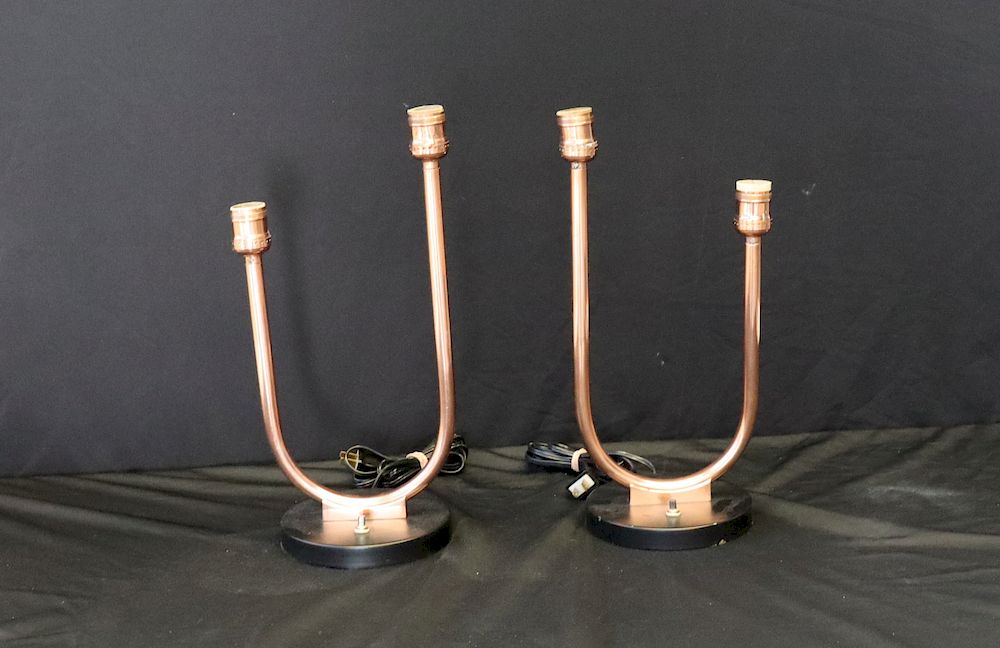 Appraisal: Art Deco Copper Table Top Lamps From a Greenwich CT