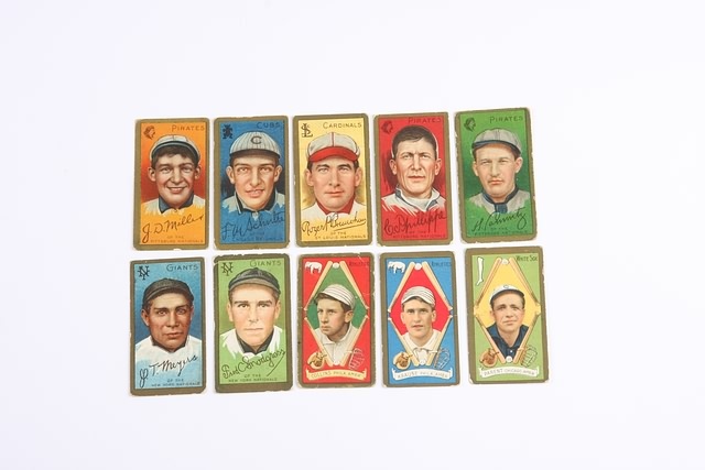 Appraisal: Grouping of nine T- baseball cards Cards include John D