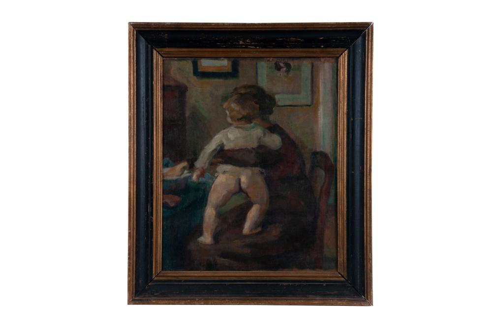 Appraisal: CONTINENTAL SCHOO MOTHER CHILD oil on canvas signed lower left