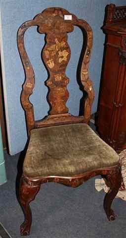 Appraisal: AN TH CENTURY DUTCH OAK AND FLORAL MARQUETRY SIDE CHAIR