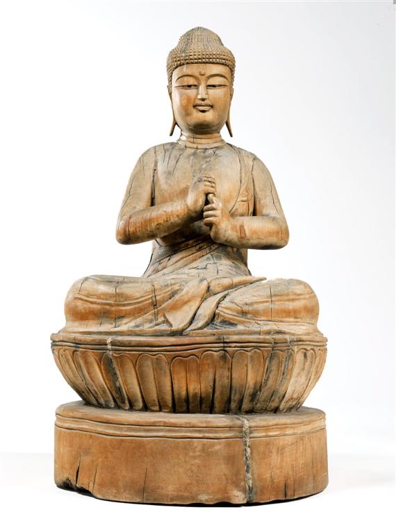 Appraisal: BIROJANABUL Korea Choson-dynasty height cm Wood Cracks partly filled