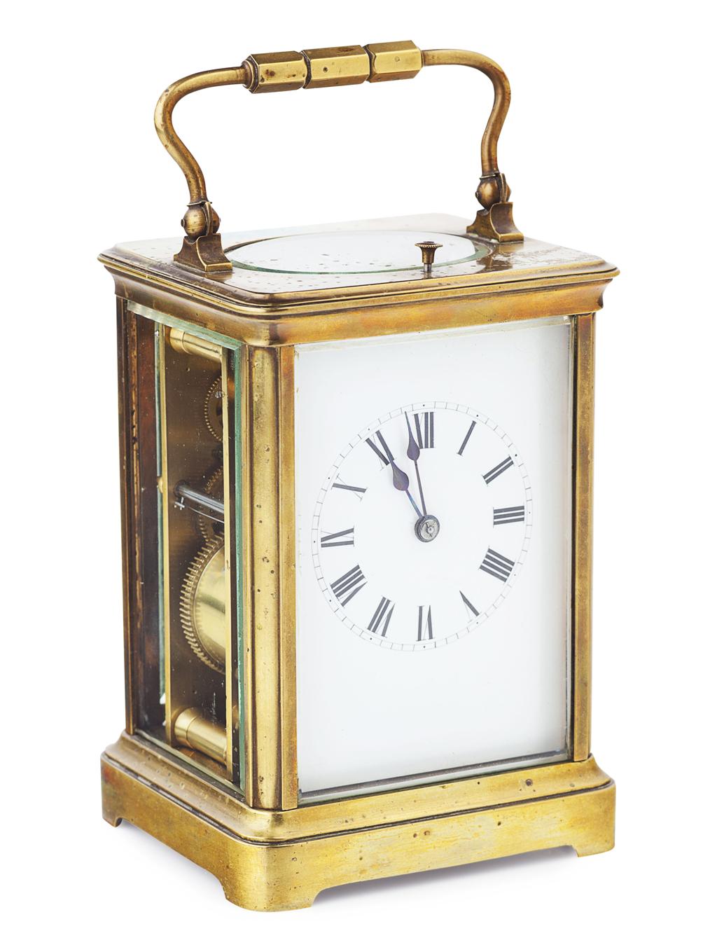 Appraisal: FRENCH GILT BRASS REPEATER CARRIAGE CLOCK TH CENTURY the four