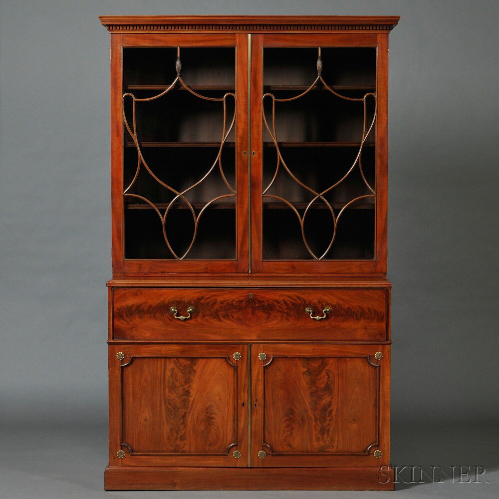 Appraisal: Regency William IV Mahogany Secretary Bookcase England c stamped and