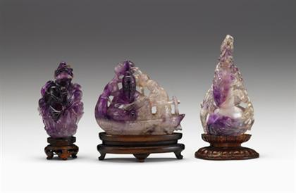 Appraisal: Two Chinese quartz snuff bottles and carving late qing dynasty