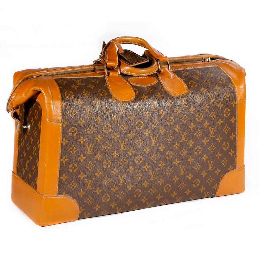 Appraisal: Louis Vuitton Monogram Leather Valise Suitcase with luggage tag measuring