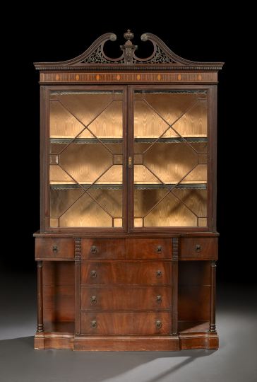 Appraisal: Edwardian Mahogany Breakfront Bookcase ca in the George III taste