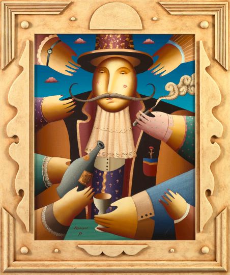 Appraisal: Anton Arkhipov Russian b Paramour acrylic on canvas x signed