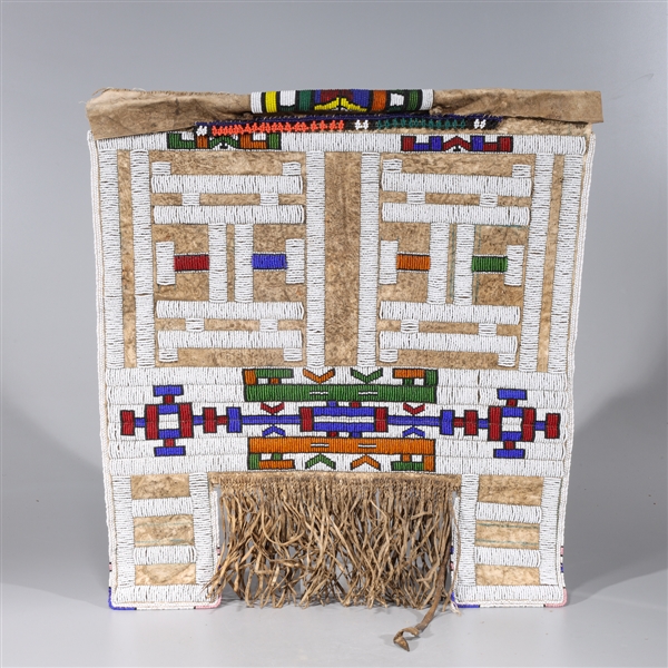 Appraisal: Elaborate Ndebele Tribe beaded leather Cache-Sexe apron attached to plastic