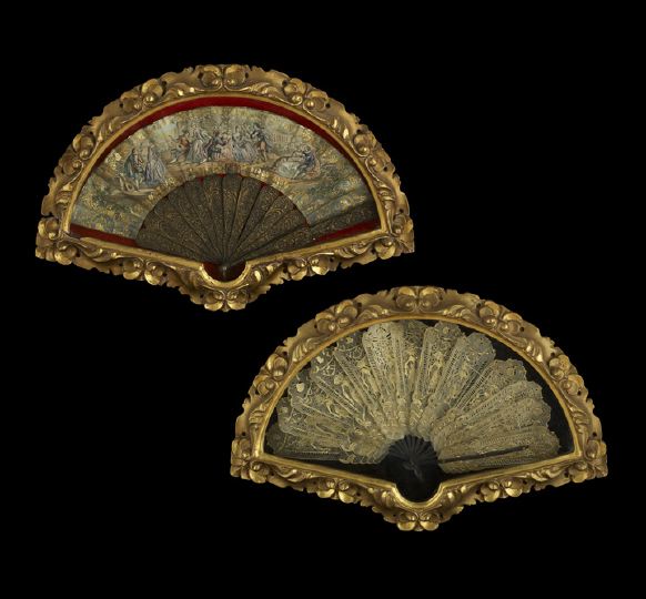 Appraisal: Two Framed Fans fourth quarter th century one an Anglo-Indian