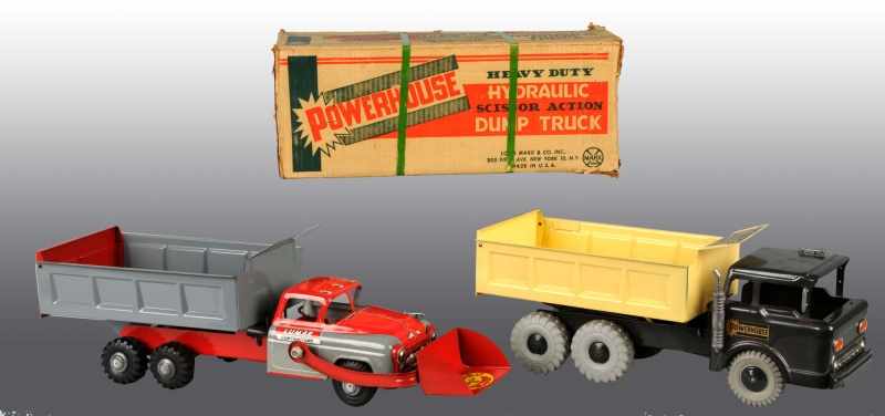 Appraisal: Lot of Pressed Steel Marx Dump Truck Toys Description American