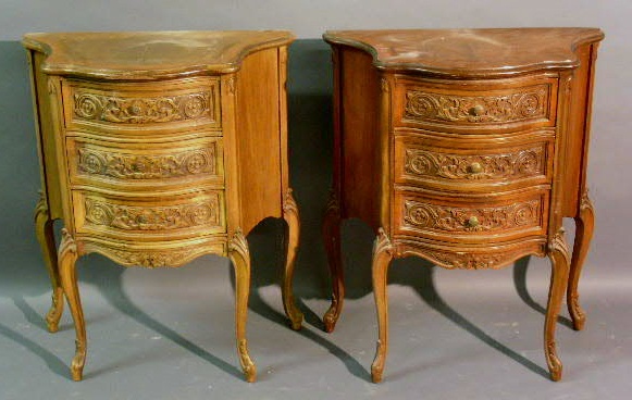 Appraisal: Pair of Louis XVI style end tables with three drawers