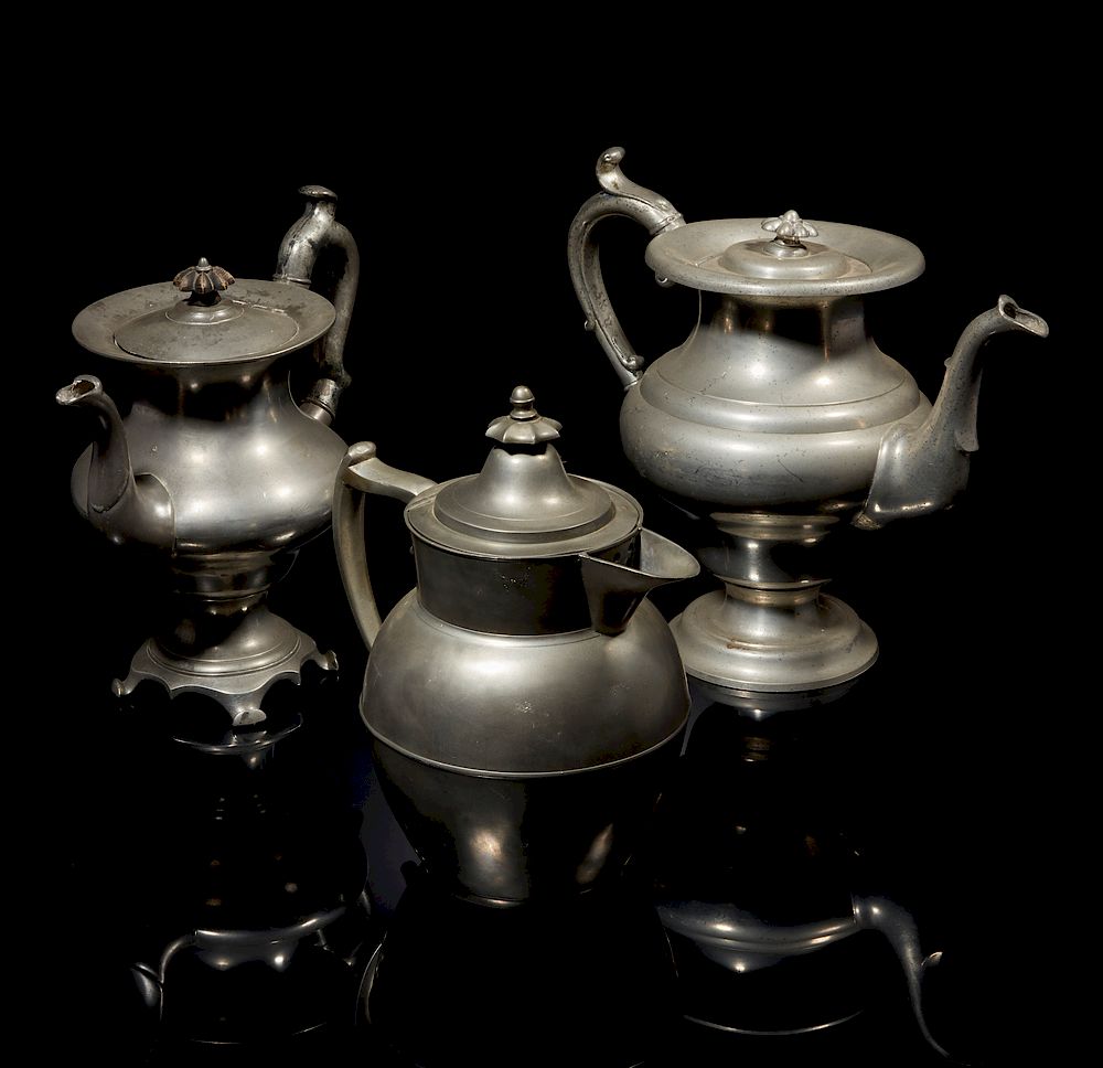 Appraisal: Assorted Pewter Coffee Pots Pitcher Lot comprising a lidded pitcher