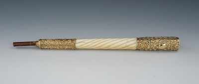 Appraisal: A Victorian Gold Filled and Bone Ivory Parasol Handle Of