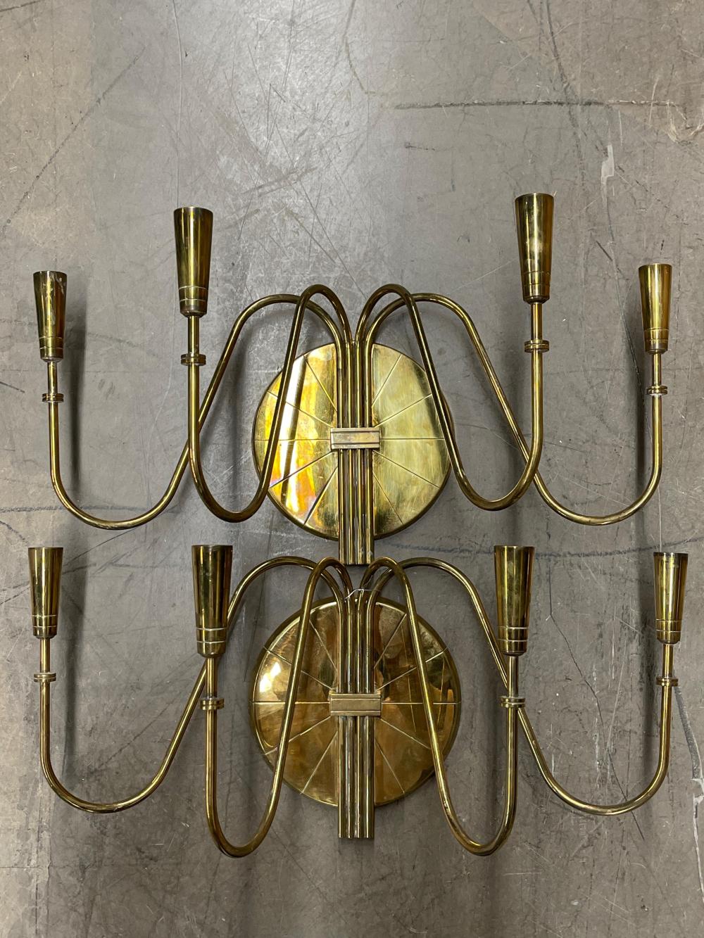 Appraisal: Pair of Tommi Parzinger Mid-Century Modern Brass Four-Light Wall Sconces