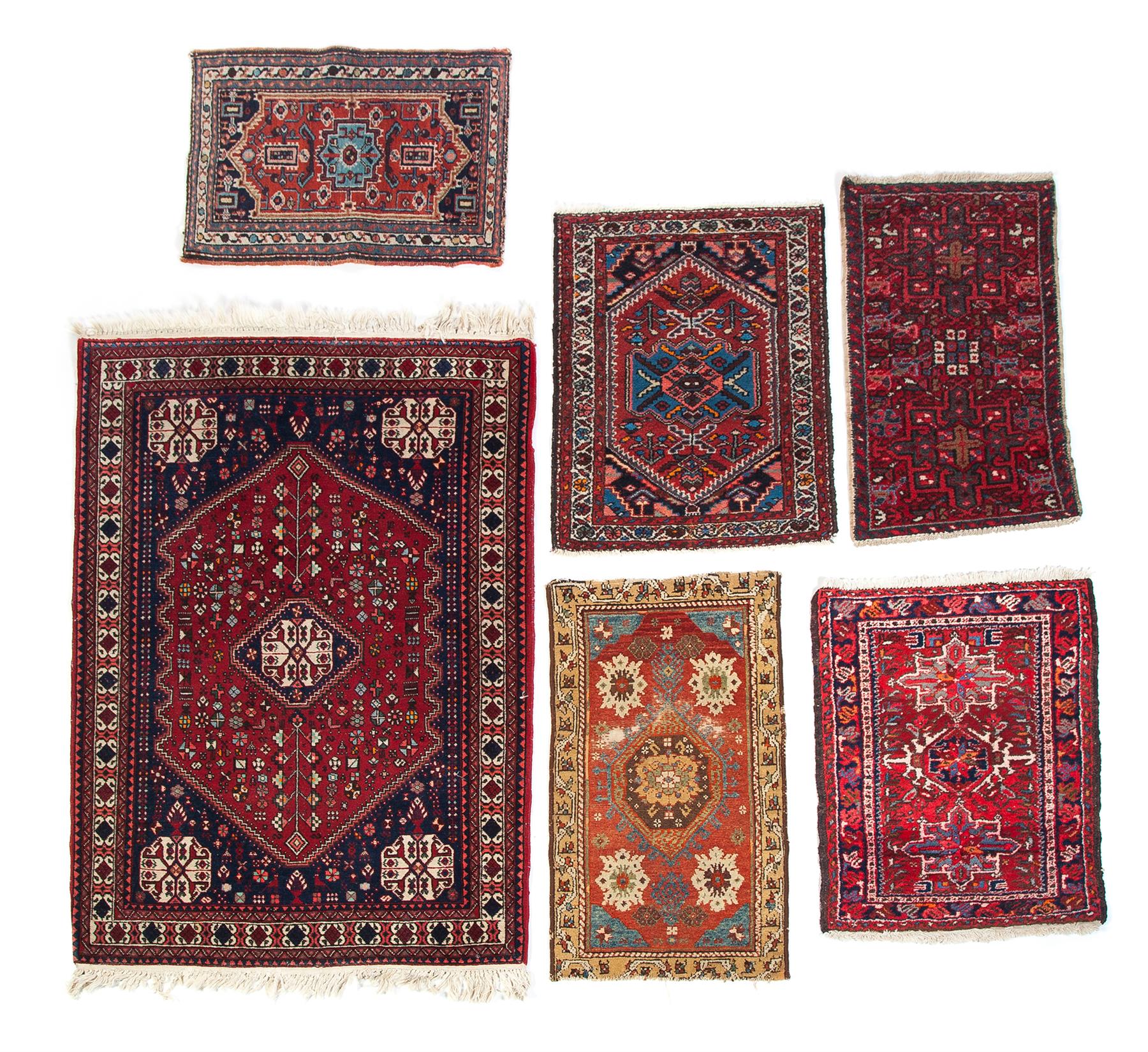 Appraisal: SIX HANDMADE ORIENTAL RUGS Asian th century Five mats with