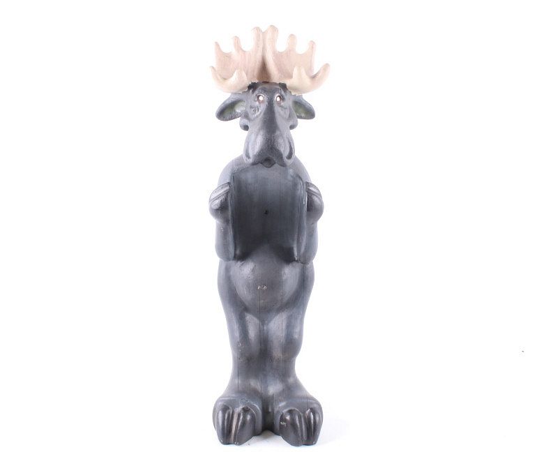 Appraisal: Hand Painted Standing Moose Toilet Paper Holder For your consideration