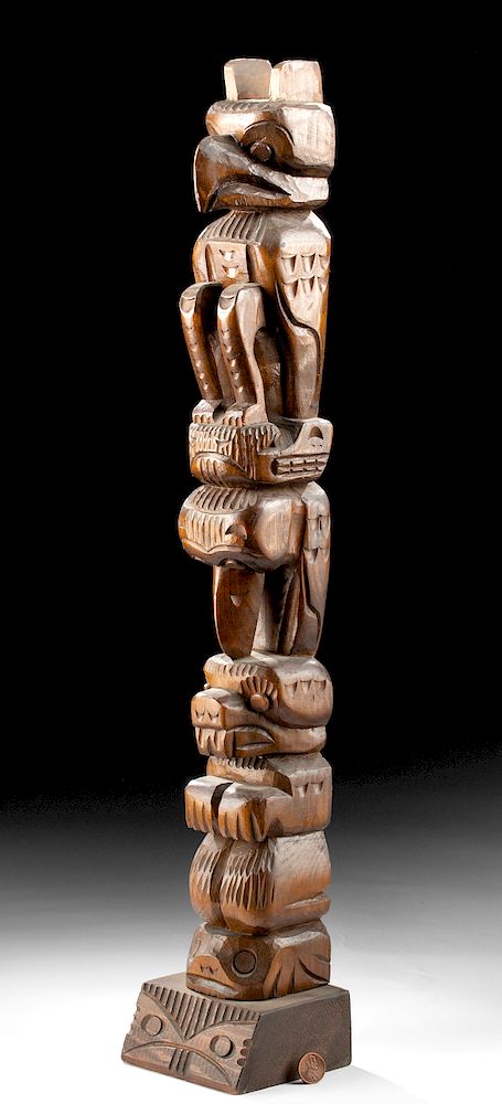 Appraisal: 's Alaskan Red Cedar Totem Pole - J Carlson Pacific