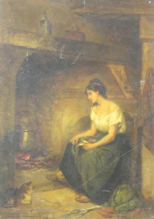 Appraisal: LEON EMILE CAILLE - By the Fire signed 'Leon Caille'