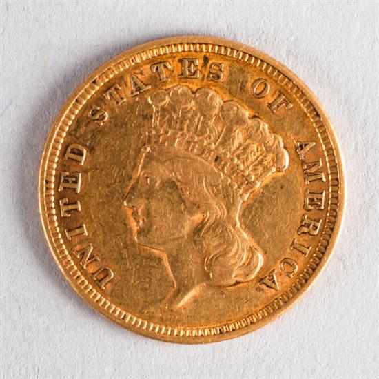 Appraisal: United States Indian Head gold three-dollar piece VF- Estimate -