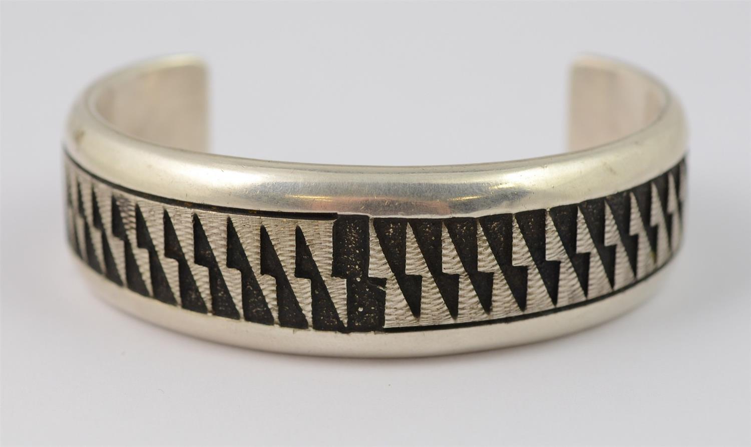 Appraisal: Dan Jackson Navajo sterling stampwork cuff bracelet w x -