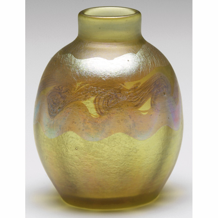 Appraisal: L C Tiffany vase bulbous shape in yellow favrile glass