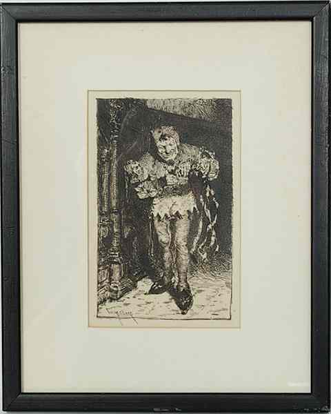 Appraisal: Jester Scene by William Merritt Chase Etching on Paper William