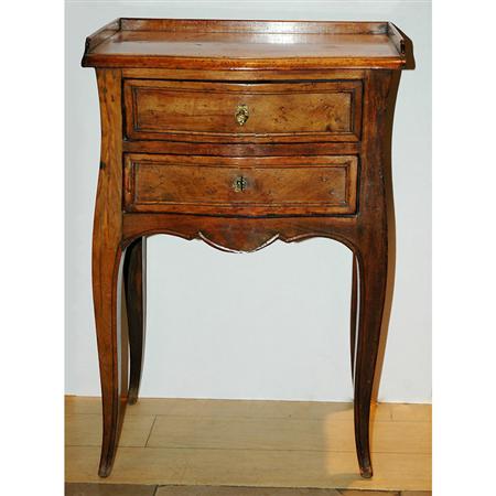 Appraisal: Continental Rococo Style Walnut Two-Drawer Side Table Estimate -