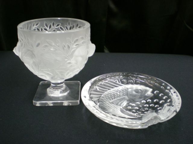 Appraisal: Two items of Lalique Crystal including -inch pedestal compote with