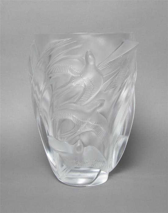 Appraisal: A Lalique Martinets Vase Height inches