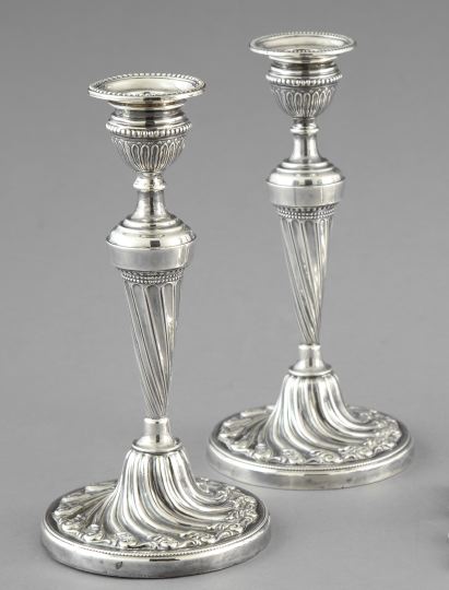 Appraisal: Good Pair of Sheffield Weighted Sterling Silver Candlesticks maker J