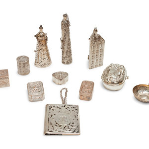 Appraisal: A Group of Silver Small Boxes and Silver and Silver