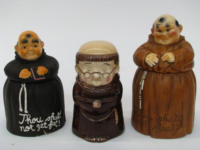 Appraisal: Group of Porcelain Monk Cookie Jars depicting monk in robes