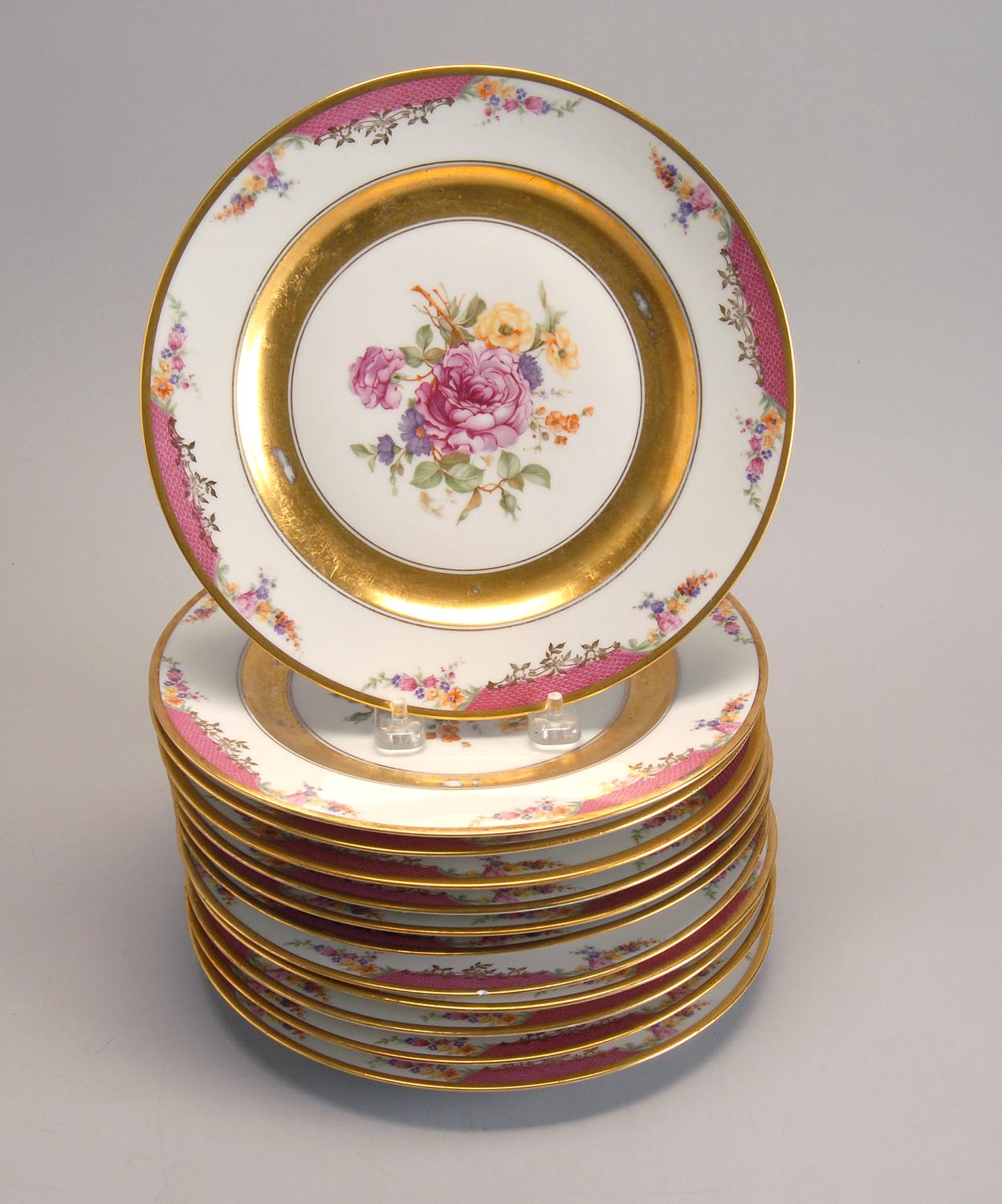 Appraisal: SET OF TWELVE ROSENTHAL PORCELAIN DESSERT PLATES with floral centers